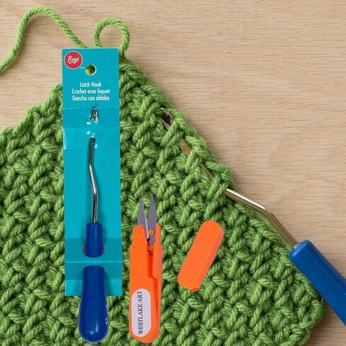 Crochet Latch Hook, 0.634 Oz, Ergonomic Offset Hook for Precision Crafting, Bundled with Embroidery Scissors, Metal & Plastic, Comfort Handle, 6.5" Length, Versatile Craft Tools [Pack of 3] in Saudi Arabia