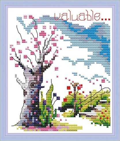 Howie's Needlepoint 14CT Pre-Printed Cross Stitch Kits,Embroidery Patterns Starter Kits,Needlepoint Kits - Christmas Cottage in Kuwait