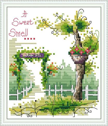 Howie's Needlepoint 14CT Pre-Printed Cross Stitch Kits,Embroidery Patterns Starter Kits,Needlepoint Kits - Christmas Cottage in Kuwait