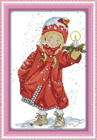 Howie's Needlepoint 14CT Pre-Printed Cross Stitch Kits,Embroidery Patterns Starter Kits,Needlepoint Kits - Christmas Cottage in Kuwait