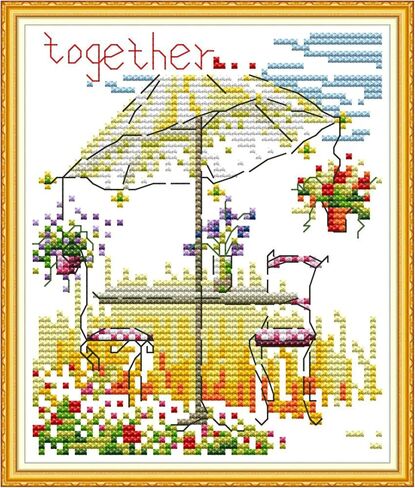 Howie's Needlepoint 14CT Pre-Printed Cross Stitch Kits,Embroidery Patterns Starter Kits,Needlepoint Kits - Christmas Cottage in Kuwait