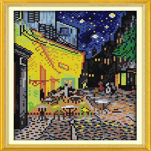 Howie's Needlepoint 14CT Pre-Printed Cross Stitch Kits,Embroidery Patterns Starter Kits,Needlepoint Kits - Christmas Cottage in Kuwait