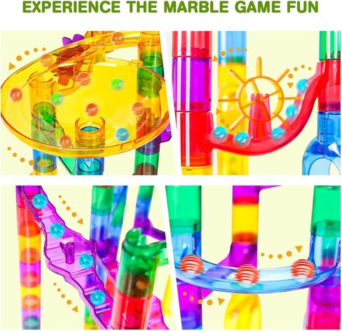 Meland Marble Run - 132 قطعة لعبة بناء لعبة المتاهة الرخامية للأطفال، مجموعة سباق المسار الرخامي وألعاب تعليمية STEM للأولاد والبنات بعمر 3 4 5 6 7 8 9+ (102 قطعة ماربولوس شفافة و30 كرة زجاجية) in Saudi Arabia