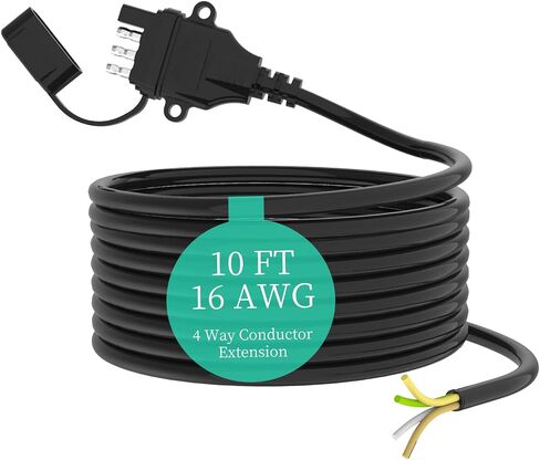 16AWG 5FT مقطورة الأسلاك تسخير 4 دبوس سلك مقطورة مسطحة تسخير النحاس النقي 4 سلك مقطورة سلك مع موصل مقطورة 4 دبوس مغلف، سلك مقطورة 4 أسلاك مرمزة بالألوان مع غطاء غبار in Kuwait