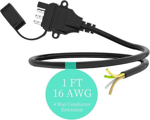 16AWG 5FT مقطورة الأسلاك تسخير 4 دبوس سلك مقطورة مسطحة تسخير النحاس النقي 4 سلك مقطورة سلك مع موصل مقطورة 4 دبوس مغلف، سلك مقطورة 4 أسلاك مرمزة بالألوان مع غطاء غبار in Kuwait