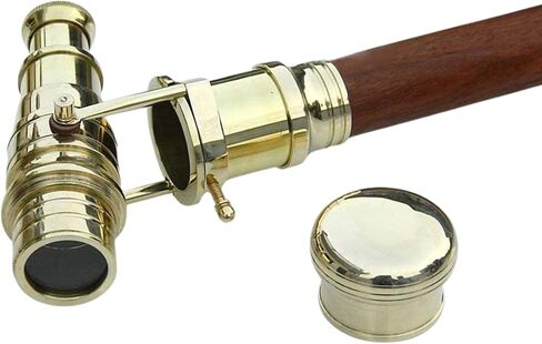 Nautical Wooden Walking Stick W/Brass Telescope Handle Collectible 38'' long Wood Cane in Kuwait