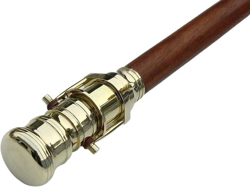 Nautical Wooden Walking Stick W/Brass Telescope Handle Collectible 38'' long Wood Cane in Kuwait