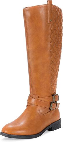 Vepose Women's Knee High Riding Boots with Buckle and Inside Zipper | Casual fashion boots, smooth tall shaft, round toe, low block heel and cushioned insole for jeans, skirts and work looks in Saudi Arabia