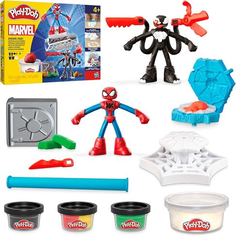 Play-Doh Marvel Spider-Man Launch & Slice Battle Playset with 2 Bendy Action Figures and 7 Accessories, Imagination Toys for Boys & Girls 4 Years & Up in Saudi Arabia