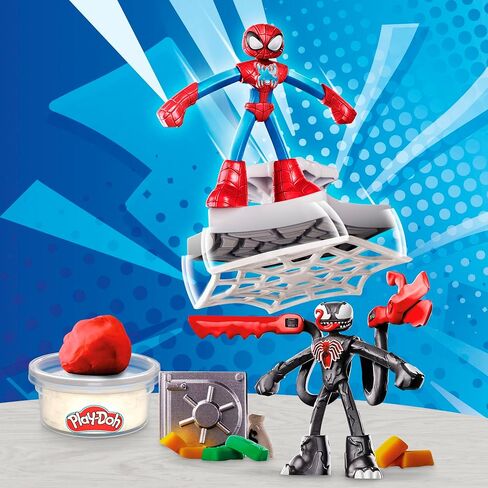 Play-Doh Marvel Spider-Man Launch & Slice Battle Playset with 2 Bendy Action Figures and 7 Accessories, Imagination Toys for Boys & Girls 4 Years & Up in Saudi Arabia