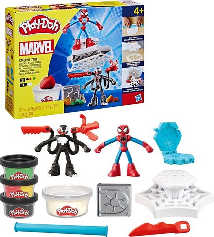 Play-Doh Marvel Spider-Man Launch & Slice Battle Playset with 2 Bendy Action Figures and 7 Accessories, Imagination Toys for Boys & Girls 4 Years & Up in Saudi Arabia