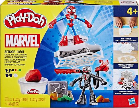 Play-Doh Marvel Spider-Man Launch & Slice Battle Playset with 2 Bendy Action Figures and 7 Accessories, Imagination Toys for Boys & Girls 4 Years & Up in Saudi Arabia
