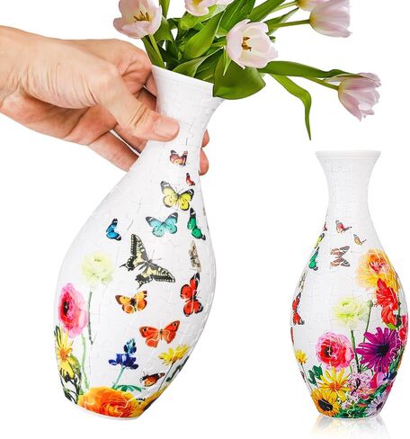 3D Puzzles Vase for Lego Flowers Unique Arts and Crafts for Adults, Puzzle Planter Made by 160 Curved Plastic Puzzle Pieces House Warming Gift for Flower Arrangements and Home Decoration in Kuwait