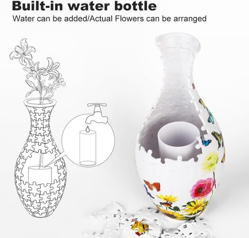 3D Puzzles Vase for Lego Flowers Unique Arts and Crafts for Adults, Puzzle Planter Made by 160 Curved Plastic Puzzle Pieces House Warming Gift for Flower Arrangements and Home Decoration in Kuwait