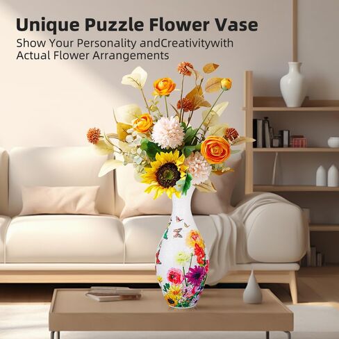 3D Puzzles Vase for Lego Flowers Unique Arts and Crafts for Adults, Puzzle Planter Made by 160 Curved Plastic Puzzle Pieces House Warming Gift for Flower Arrangements and Home Decoration in Kuwait