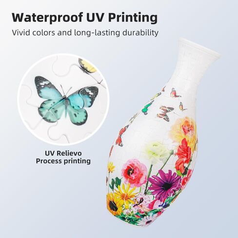 3D Puzzles Vase for Lego Flowers Unique Arts and Crafts for Adults, Puzzle Planter Made by 160 Curved Plastic Puzzle Pieces House Warming Gift for Flower Arrangements and Home Decoration in Kuwait