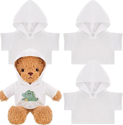 3 Pcs Sublimation Shirt Fit 14-18 Inch Stuffed Bear Blank Stuffed Bear Clothes Plush Bear T Shirts for DIY Make Unique Stuffed Doll Clothes Black in Kuwait