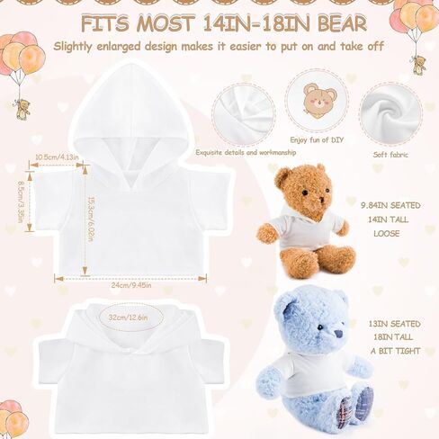 3 Pcs Sublimation Shirt Fit 14-18 Inch Stuffed Bear Blank Stuffed Bear Clothes Plush Bear T Shirts for DIY Make Unique Stuffed Doll Clothes Black in Kuwait