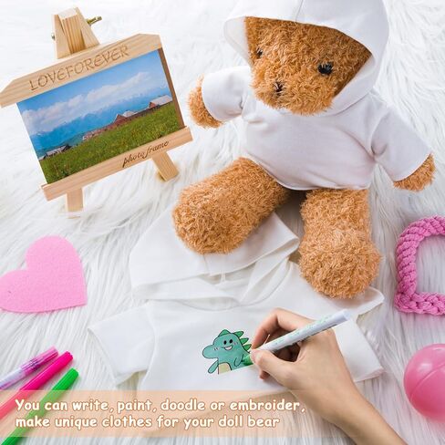 3 Pcs Sublimation Shirt Fit 14-18 Inch Stuffed Bear Blank Stuffed Bear Clothes Plush Bear T Shirts for DIY Make Unique Stuffed Doll Clothes Black in Kuwait