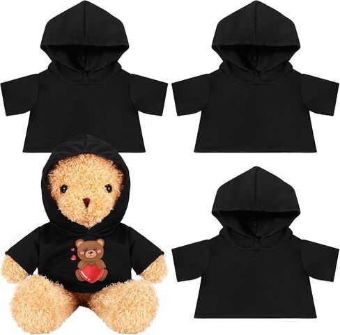 3 Pcs Sublimation Shirt Fit 14-18 Inch Stuffed Bear Blank Stuffed Bear Clothes Plush Bear T Shirts for DIY Make Unique Stuffed Doll Clothes Black in Kuwait