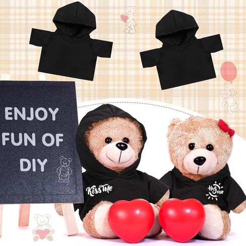3 Pcs Sublimation Shirt Fit 14-18 Inch Stuffed Bear Blank Stuffed Bear Clothes Plush Bear T Shirts for DIY Make Unique Stuffed Doll Clothes Black in Kuwait