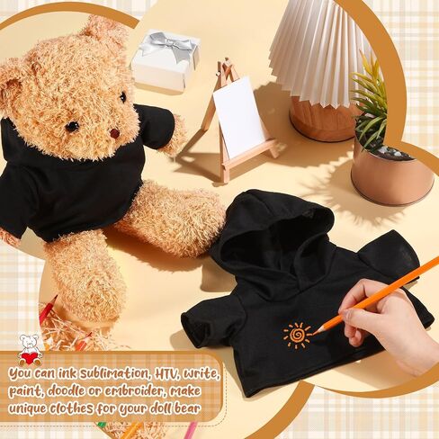 3 Pcs Sublimation Shirt Fit 14-18 Inch Stuffed Bear Blank Stuffed Bear Clothes Plush Bear T Shirts for DIY Make Unique Stuffed Doll Clothes Black in Kuwait
