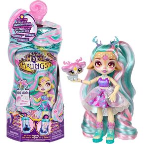 مجموعة Magic Mixies Pixlings Deluxe Pack، Flyt The Dragonfly، Shimmer Reveal، إنشاء ومزج جرعة تكشف بطريقة سحرية عن دمية Pixling مقاس 6.5 بوصة داخل زجاجة جرعة - مزيج صغير حصري و6 إكسسوارات للشعر