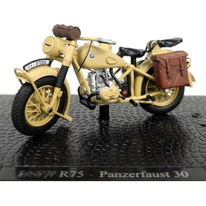 Risopen 1/24 BMM R75 نموذج دراجة نارية عسكرية ألمانية صغيرة من سبيكة معدنية دييكاست نموذج دراجة نارية الحرب العالمية الثانية الجيش دراجة نارية الانتهاء من نموذج مجموعة هدية للكبار الرجال طفل صبي (Panzerfaust 30)