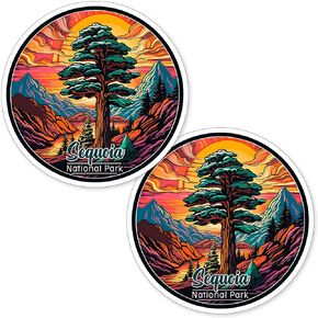 Sequoia National Park Sticker California Tree Forest Small Travel Vinyl Decal Waterproof for Water Bottle Mug Passport Scrapbook Notebook Laptop Tumbler Skateboard Computer Phone Size 4" Funny Gift