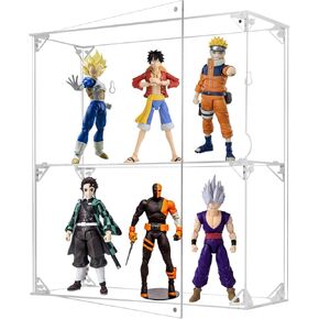 Acrylic Display Case, 2 Tier Clear Display Case for Funko Pop Figures, Wall Mounted or Desktop Dustproof Display Cabinet Box for Collectibles Action Figures Lego Models Mini Toys (12x4x13.1 inch)
