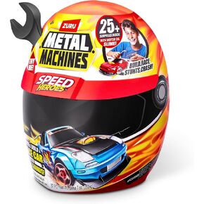 Metal Machines Speed Heroes (Red) by Zuru, 20+ Surprises, Build Your own Car, Two Bodies, Lights & Sounds, Slime