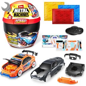 Metal Machines Speed Heroes (Red) by Zuru, 20+ Surprises, Build Your own Car, Two Bodies, Lights & Sounds, Slime