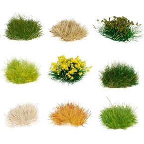 Warmtree 126 Pcs Static Grass Bushy Tufts Lowland Shrubs Tuft Terrain Model Kit for Train Landscape Railroad Scenery Sand Military Layout Model Miniature Bases and Dioramas