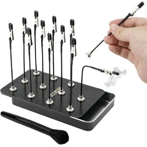 Model Painting Stand Base, 12PCS Bendable Alligator Clip Sticks and Brush Set Modeling Tools for Airbrush Spray Gundam Model Hobby Holder