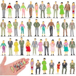 Juexica 50 Pcs Mini People Figurines 1: 50 Scale Model Trains Architectural Painted People Figures Tiny People Plastic Miniature Figurines Sitting Standing People for Miniature Scenes (Stylish Style)
