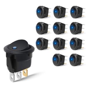 Nilight 5Pcs Waterproof Round Rocker Toggle Red LED Switch 12V 20A 3 Pin ON Off SPST for Car Truck Boat Marine Automotive RV with Locked Terminal Wires