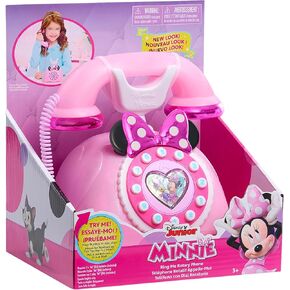 Disney Junior Minnie Mouse Ring Me Rotary Phone with Lights and Sounds, Pink, Kids Toys for Ages 3 Up by Just Play
