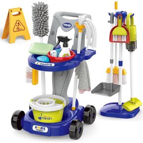 Toddler Cleaning Set，Kids Cleaning Toy Set，New 29-Piece Detachable Kids Cleaning Set for Toddlers - Pretend Play Educational Cleaning Carts (red)