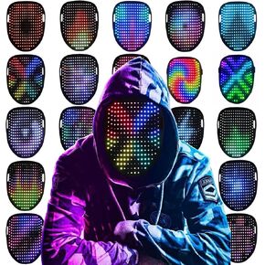 Led Mask with Gesture Sensing Transforming,DIY Unisex Light up Mask for Kids, Digital Glow Mask for Halloween Costume Cosplay Party