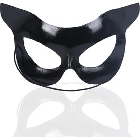 Black Cat Halloween Werecat Mask - Half Face Cat Eye Mask Accessories with Ears for Kids, Girls & Women