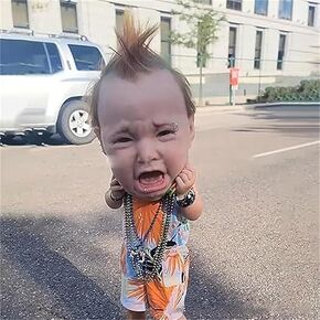 Creepy and Hilarious Latex Head Masks,Crying Punk Baby,Realistic Giant Baby Head Mask,Crying Baby Mask Props for Performances,Halloween Baby Mask Novelty Gift