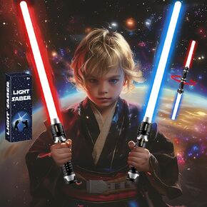 Retractable Light Sabers for Kids - Mini Light Up Swords Toy Boys Girls Party Supplies Birthday Halloween Christmas Toy (2 Packs)