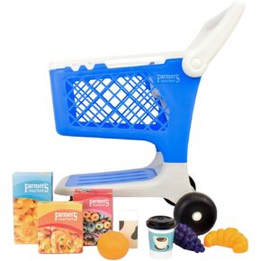 Let's Go Shopping Pretend Scan & Sort Shopping Cart, Sturdy Plastic, Includes Pretend Food, Blue Shopping Cart for Kids Age 2+