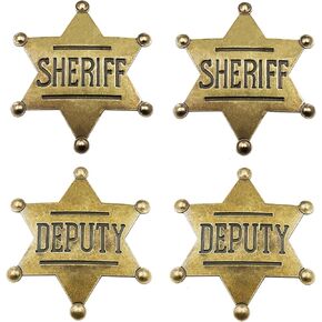 4 Pack Sheriff Deputy Badge for Kids Adults Party Favors Supplies, Police badge Medallion Pins for School Carnival Prizes, Party Bag Gift Fillers