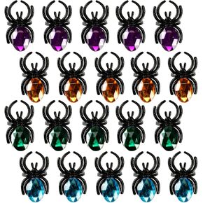 BinaryABC Spider Rings Halloween Party Favors,Diamond Spider Ring,Halloween Decoration,20Pcs(Assorted Color)