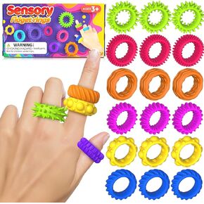 Fidget Toys Kids Sensory Rings: Fidget Ring Sensory Toys for Kids with Autism - Quiet Anxiety Fidgets for Classroom 18 Pack
