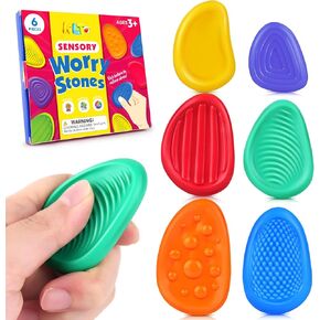 Fidget Toys Sensory Stone for Kids: 6 Pack Textured Soft Worry Stone for Autism Kids Calming - Fidget Stress Toys for Students Anxiety Relief - Small Prizes Fidget Toys