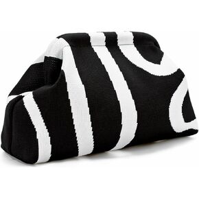 Summer Clutch Purses for Women Casual Crochet Dumpling Bag Colorblock Striped Cloud Clutch Handbags