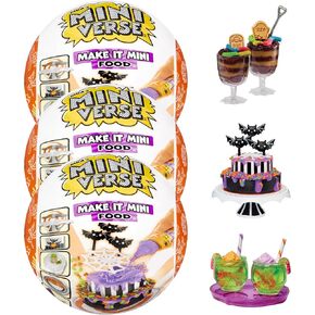 MGA's Miniverse Make It Mini Food Halloween Series 2 مقتنيات صغيرة 3 عبوات - تغليف موسمي، Beetlejuice Beetlejuice Blind Packaging، DIY، الراتنج، طبق الأصل من الطعام، غير صالح للأكل، جامعي، 8+