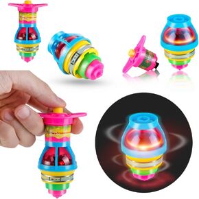 PROLOSO 15-Pack Light Up Flashing UFO Spinning Tops with Gyroscope Novelty Bulk Toys Party Favors